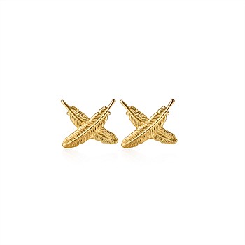 Feather Kisses Studs 9CT Yellow Gold