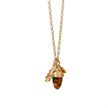 Acorn & Leaf Pendant - Tiger''s Eye