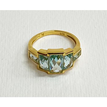 Bugatti Aquamarine Gold Deco Ring