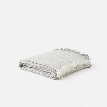 Pinstripe Linen Bedspread Natural/Carbon K/SK