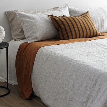 Flax Linen Duvet Cover - Pinstripe