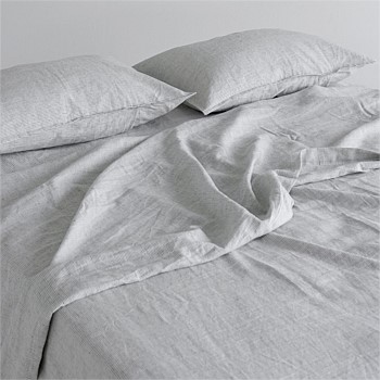 Flax Linen Flat Sheet - Pinstripe