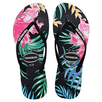 Slim Floral Palms Flip Flops