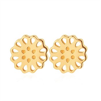 Lotus Stud Earrings Gold Plate