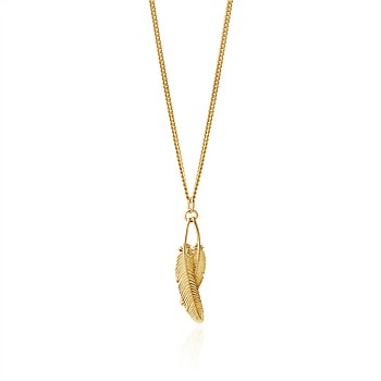 Duo Miromiro Feather Pendant Gold Plate