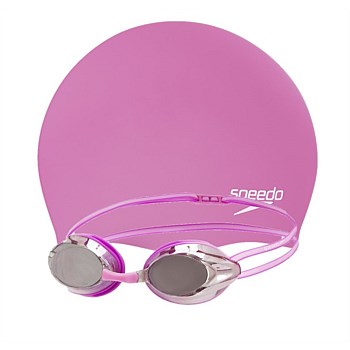 Junior Long Hair Cap & Opal Mirror Goggles