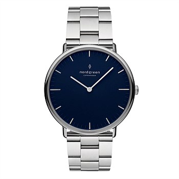 Native 40mm Silver Navy Wristwatch