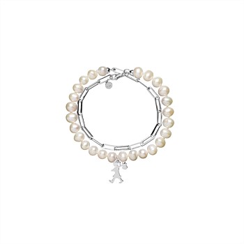 Girl with all the Pearls and Chain Bracelet