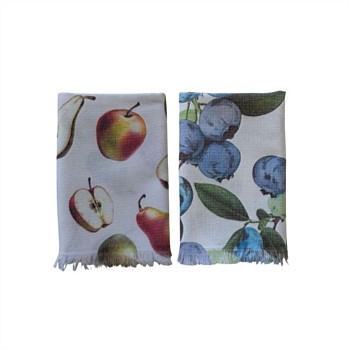 Printed Kitchen Tea Towel - 2 Pairs