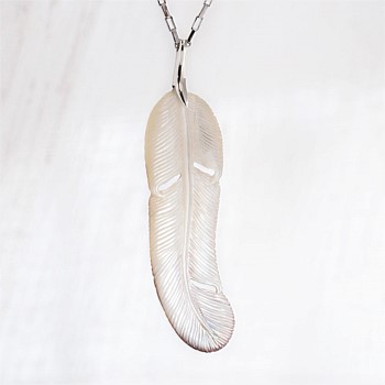 Mother of Pearl Feather Pendant