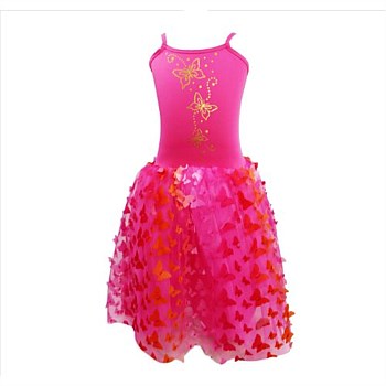 Butterfly Hot Pink & Gold Multi-layered Dress