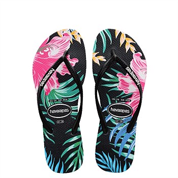 Kids Slim Floral Palm Flip Flops