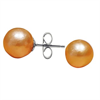 10-11mm Baroque Orange Freshwater Pearl Stud Earrings