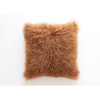 Tibetan Lamb Fur Cushion Camel