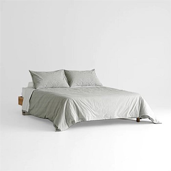 Stonewash Cotton Duvet Cover - Pine Mini Stripe