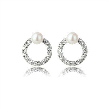 Oceans Byron Freshwater Peal Earrings - Silver