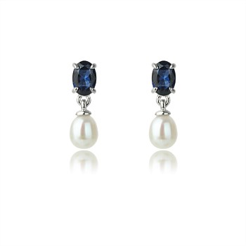 Oceans Whitsundays Freshwater Pearl Earrings - Sapphire Blue