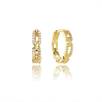 Link Hoop Earrings - Gold