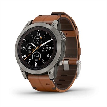 Fenix 7 Pro Sapphire Solar (Titanium with Chestnut Leather Band)