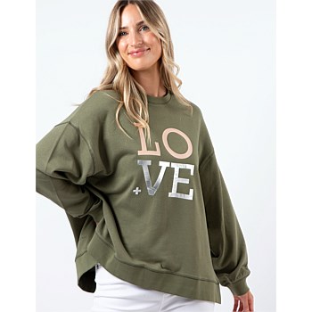 Sunday Sweater Khaki With Blush Love