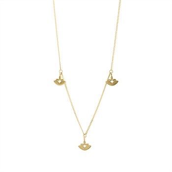 Lotus Little Flower Trio Necklace Gold Plate