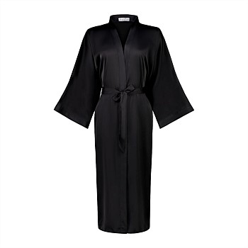 Bethany Black Silky Satin Robe