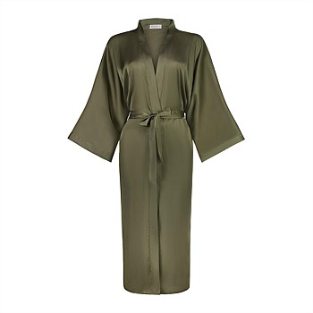 Florence Olive Satin Robe