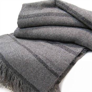 Grey Brushed Wool Throw