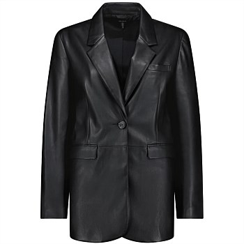 Emmy Womens Faux Leather Blazer