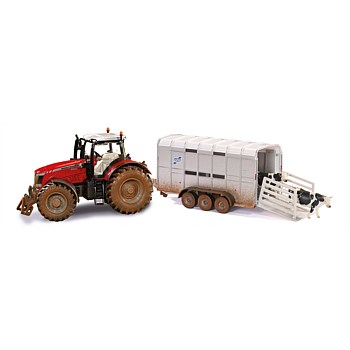 SIKU 8608 1:32 Massey Ferguson 8680 w Ifor Williams - Muddy