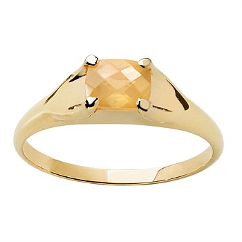 Mini Chequerboard Ring | 6x5mm Peach Moonstone