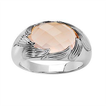 Flame Cocktail Ring with Rose Quartz