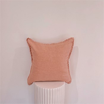 100% Belgium Linen Vintage Washed Cushion- Feather Filled - Dusty Rose