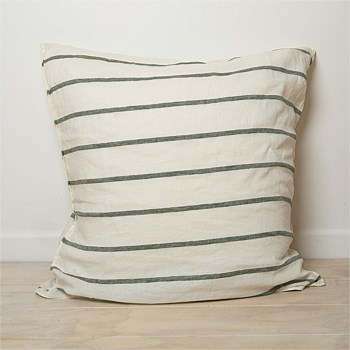 100% French Flax Linen Euro pillowcase- Lichen Stripe