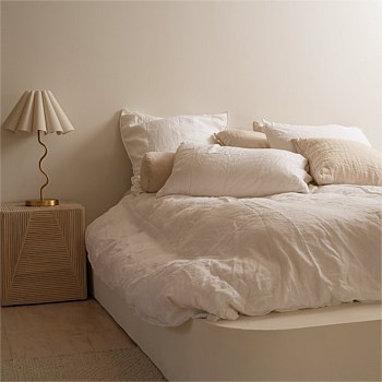 100% French Flax Linen Duvet Cover Set - White