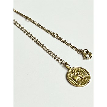Sun Ray Lion Pendant - Gold