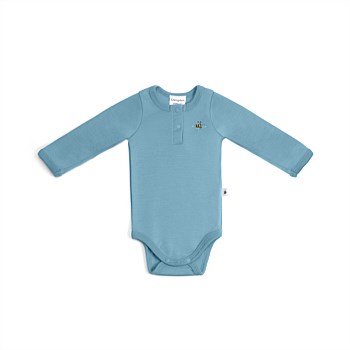 Merino Bodysuit Steel Blue Bee