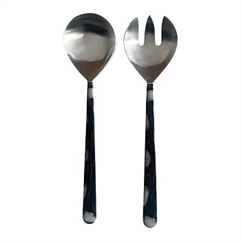 Marbled Earth Salad Servers Pair 30X8cm - Pair