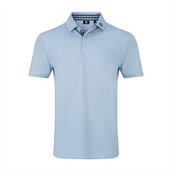 Men's Stretch Pique Solid w/Gingham Trim