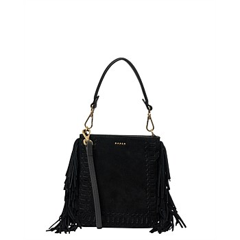 Coco Mini Bag Black Suede + Fringe