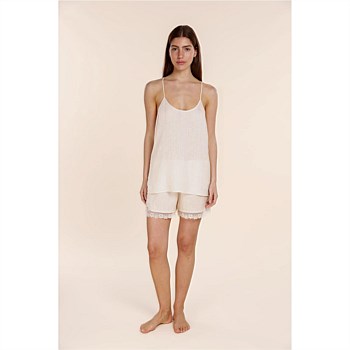 Yasmin Cami and Lace Shorts Linen Set