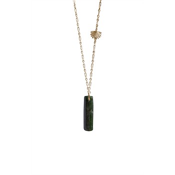 Pounamu Pīwakawaka Drop Pendant Gold Plate