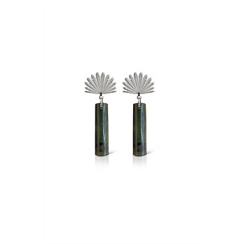 Pounamu Piwakawaka Drop Earrings Silver
