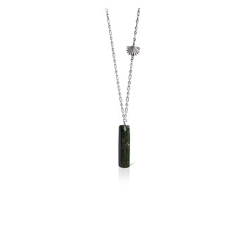 Pounamu Pīwakawaka Drop Pendant Silver