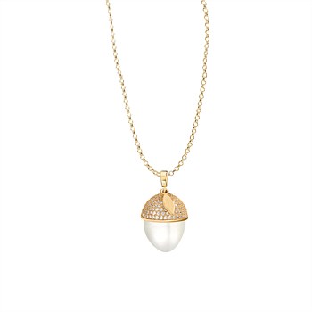 Gold Pearl Acorn Necklace