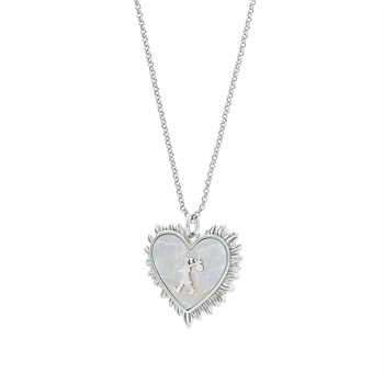 Runaway Flaming Mother Of Pearl Heart Necklace