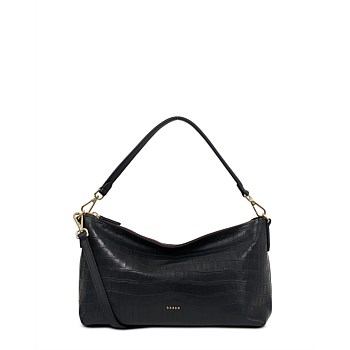 Claudia Shoulder Bag Black Croc