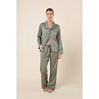 Kienna Geo Printed Silky Satin PJ Set